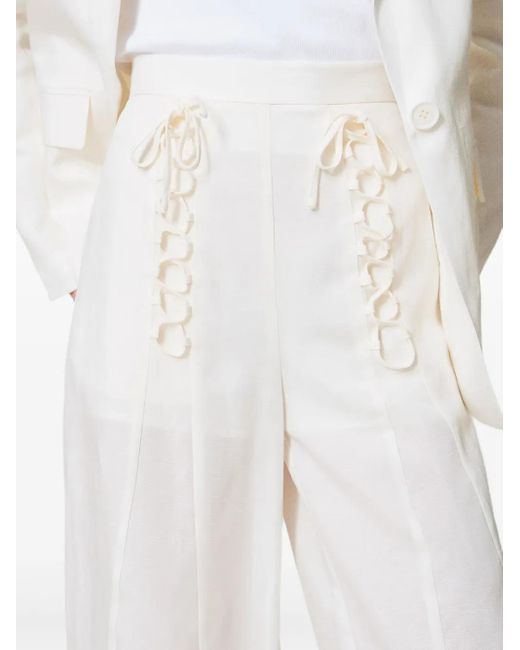 Twinset White Lace-Up Trousers