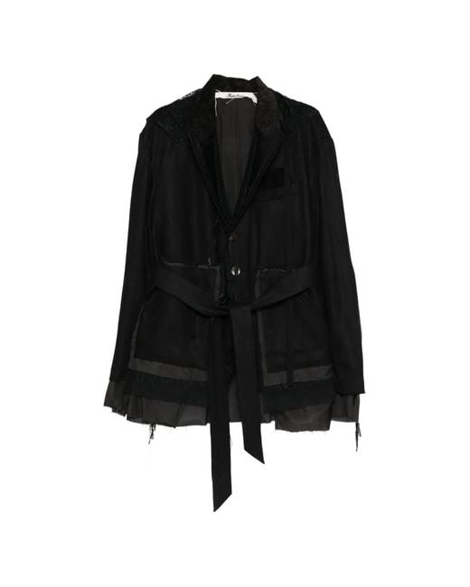 Midorikawa Black Belted Raw-Edge Jacket for men