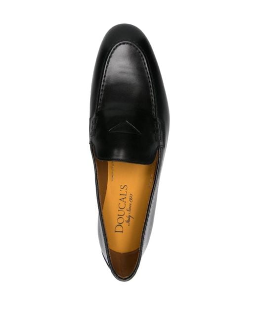 Doucal's Black Penny-slot Leather Loafers for men