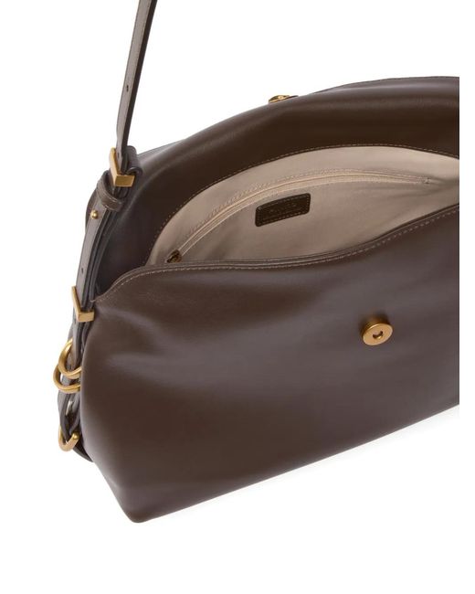 Pinko Metallic Sac Porté Épaule Classic Saddle Format Moyen