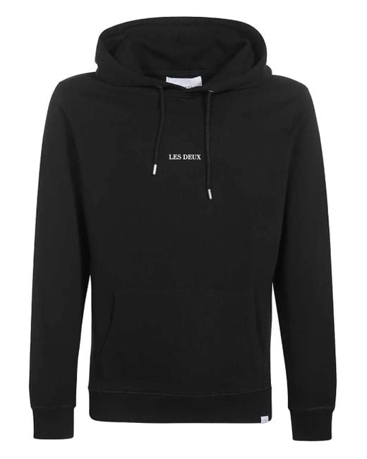 Les Deux Black Lens Logo-Embroidered Hoodie for men