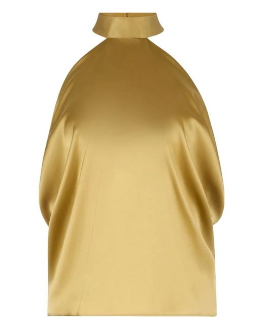 Nina Ricci Yellow Halterneck Satin Blouse