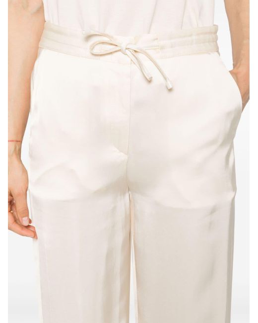 Satin straight-leg trousers Lardini de color White