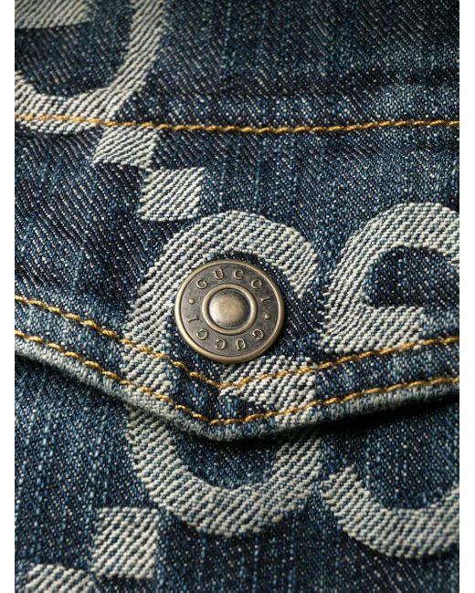 Gucci Blue Jumbo GG Denim Playsuit
