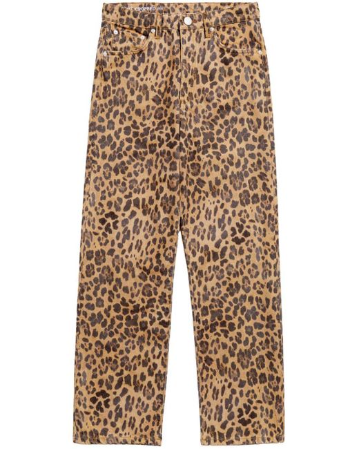 Bimba Y Lola Blue Leopard-Print Cropped Jeans