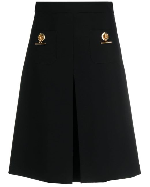 Moschino Black Pleated A-line Midi Skirt