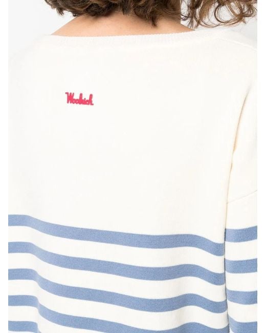 Woolrich Blue Striped Crew Neck Jumper