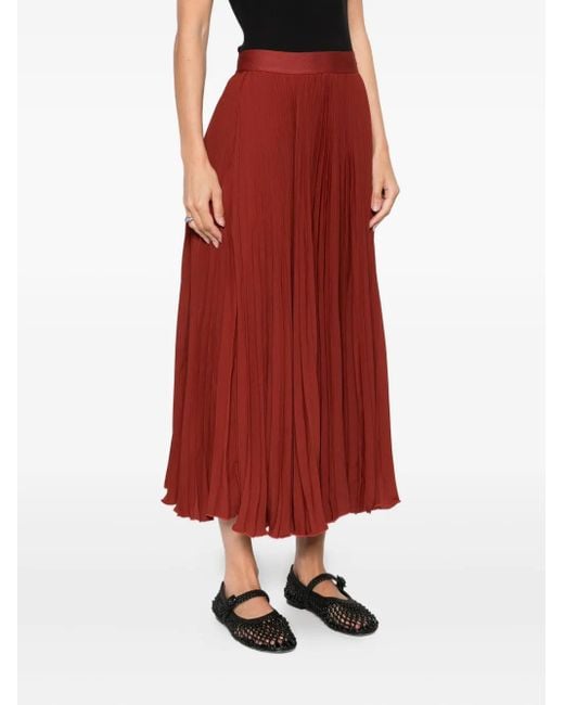 Farm Rio Red Pleated Midi Skirt