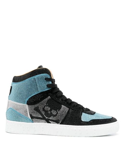 Philipp Plein Black Hi-Top Sneakers Notorious Crystal Skull With Crystals