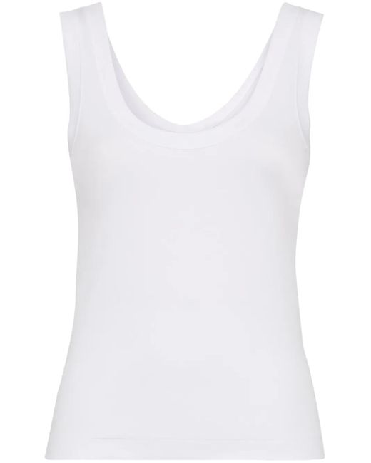 Brunello Cucinelli White Geripptes Tanktop