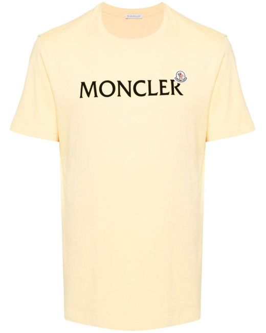 Moncler Natural Flocked-logo Cotton T-shirt for men