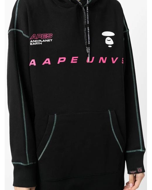 A Bathing Ape Black Logo Print Hooded Dress