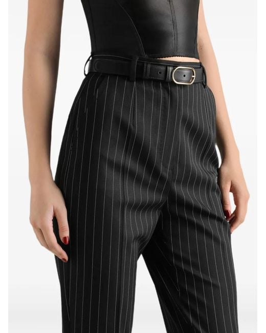 Dolce & Gabbana Black Pinstripe Wool Trousers