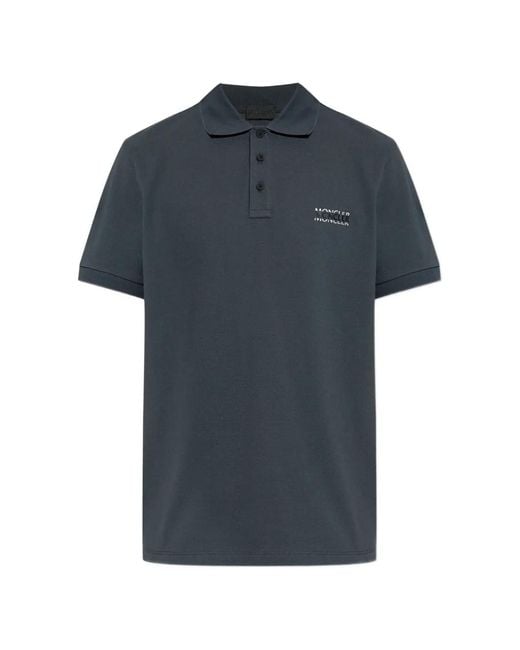 Moncler Blue Polo À Détail De Logo for men