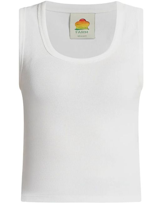 Farm Rio White Embroidered-Motif Top