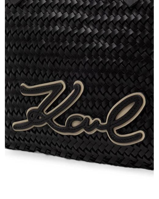 Karl Lagerfeld Black K/Signature Braided Tote Bag