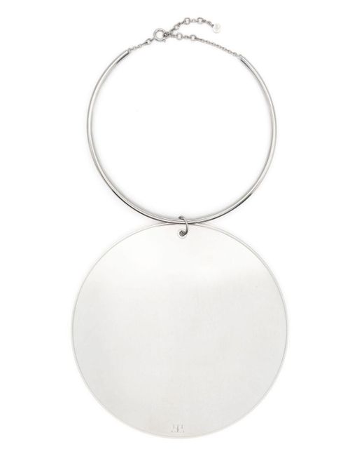 Collier à pendentif circulaire Courreges en coloris White