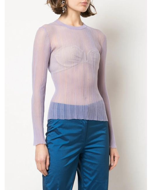 Opening Ceremony Purple Sheer Ribbed Top