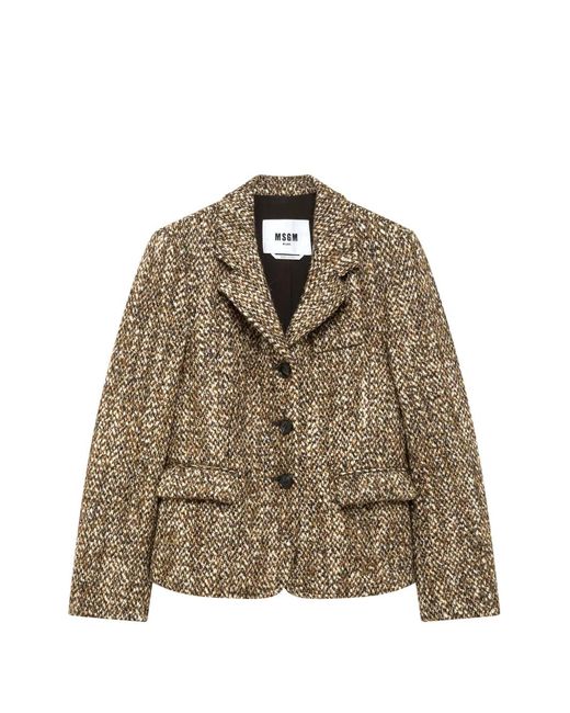 MSGM Brown Single-Breasted Jacket