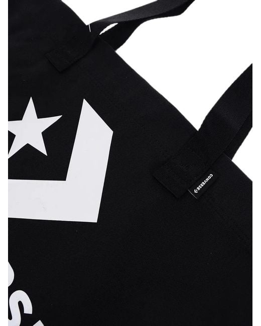 Converse Black Large Star Chevron Logo-Print Tote Bag