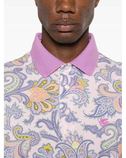 Etro Multicolor Floral Paisley Cotton Polo Shirt for men
