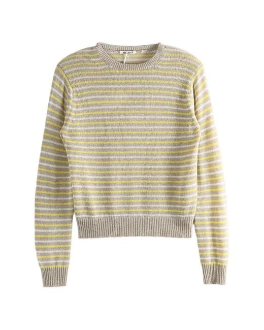 Auralee White Striped Cashmere Sweater
