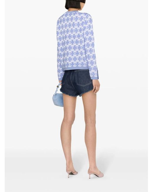 Tory Burch Blue "kendra" Bouclé Cardigan