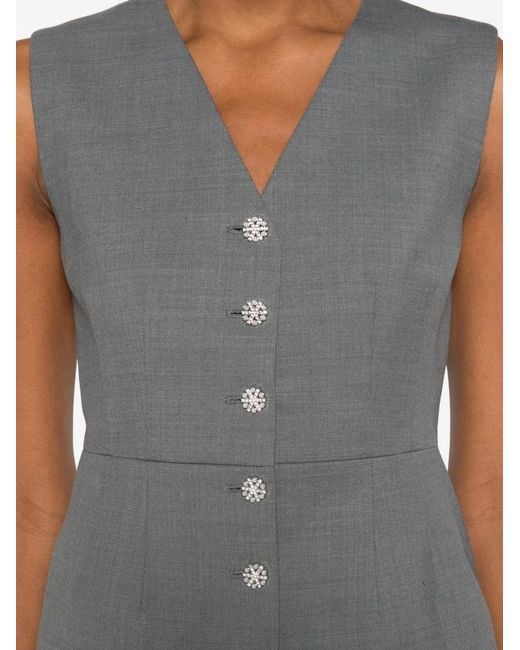 Maje Gray Jewel-Button Tailored Jacket