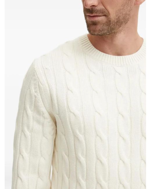 Theory White Cable-Knit Crew-Neck Sweater for men
