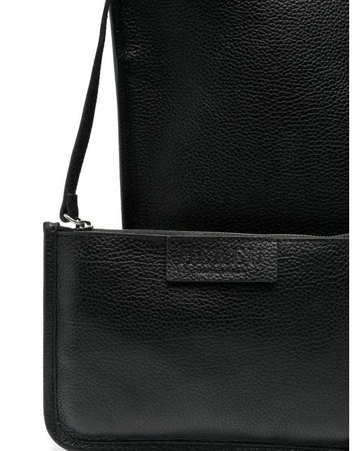 Hereu Black Calella V-Neck Calfskin Tote Bag