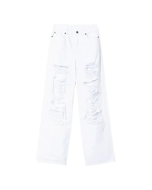 Twinset White Jean Ample À Effet Usé