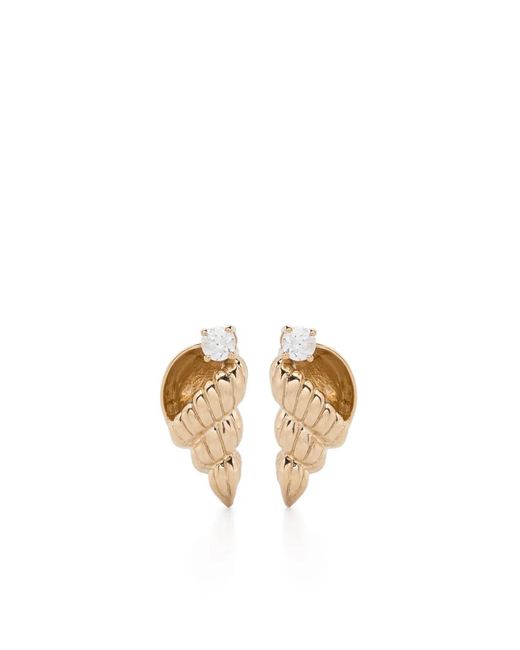 Yvonne Léon Metallic 9Kt Paire De Puces Nautilus Diamond Earrings