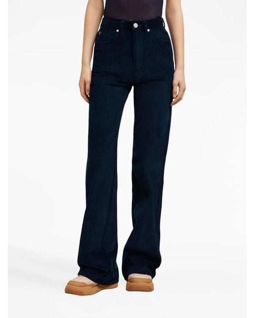 AMI Blue Flared Corduroy Trousers