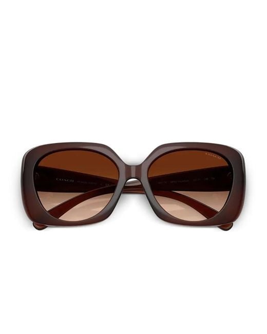 COACH Brown Logo-Plaque Square Sunglasses