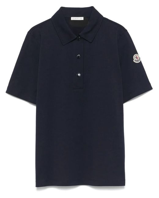 Moncler Poloshirt Met Logopatch in het Blue
