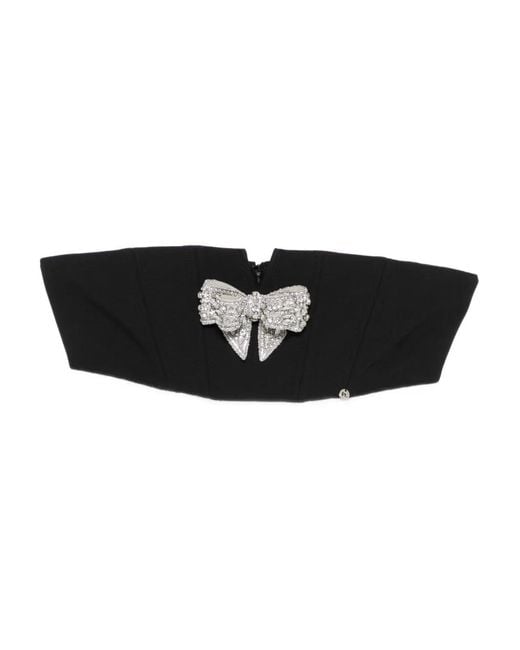 Nissa Black Bow-Embellished Bustier Top