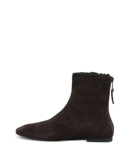 strategia shoes Black Suede Shearling-Trim Boots