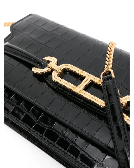 Tom Ford Black Whitney Crocodile-Embossed Shoulder Bag
