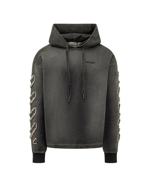 Off-White c/o Virgil Abloh Black Diagonals Distressed Hoodie for men