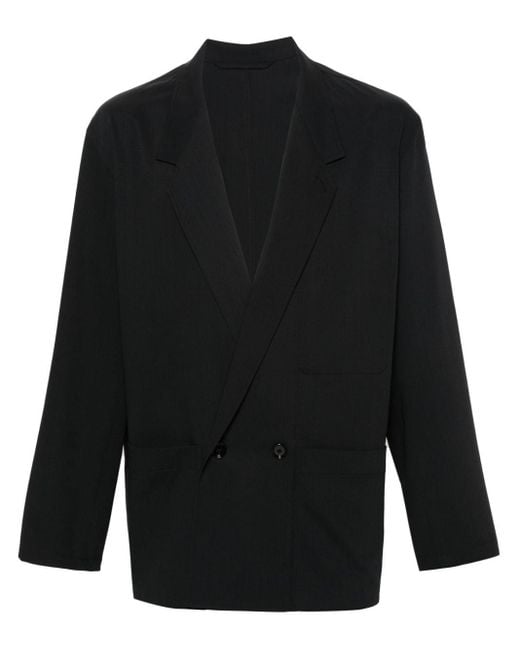 Lemaire Black Double-Breasted Blazer for men