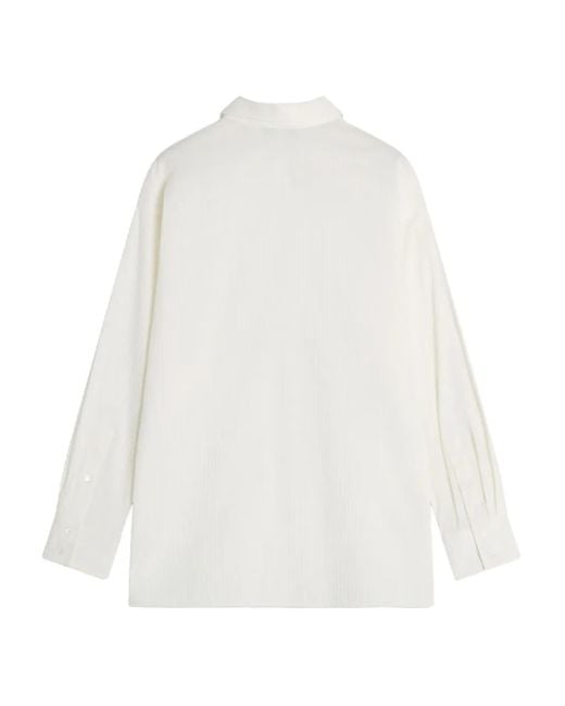 Maison Kitsuné White Tonal-Striped Cotton Shirt