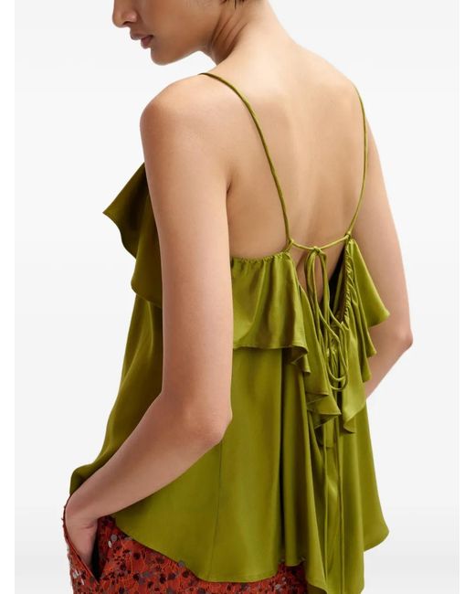 Essentiel Antwerp Green Ruffled-Neck Blouse