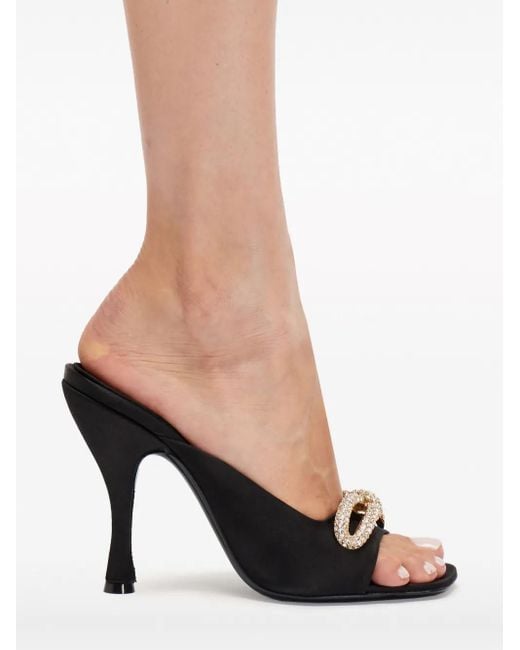 Ferragamo Black 105Mm Crystal-Embellished Bow-Detailing Sandals