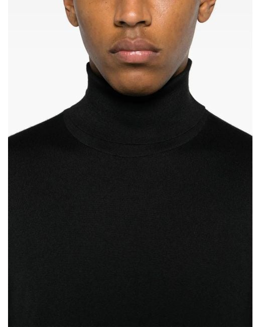 Kiton Black Roll-Neck Fine-Knit Jumper for men