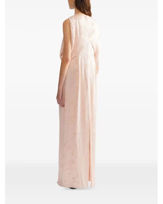Erdem Natural Draped Jacquard Maxi Gown