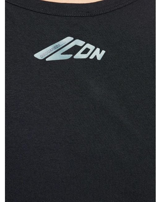 DSquared² Black Icon Logo-Print Tank for men