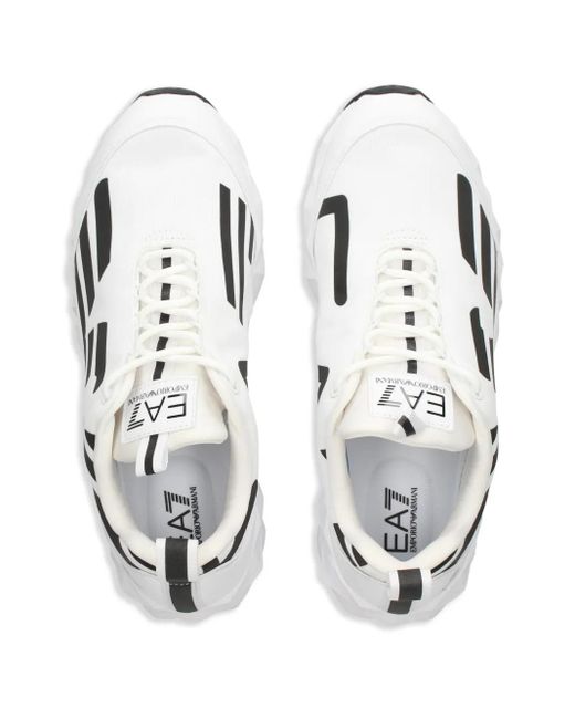 EA7 White Logo-Print Sneakers for men