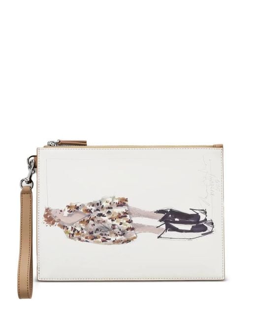 Marc Jacobs Natural The Runway Illustration Leather Wristlet
