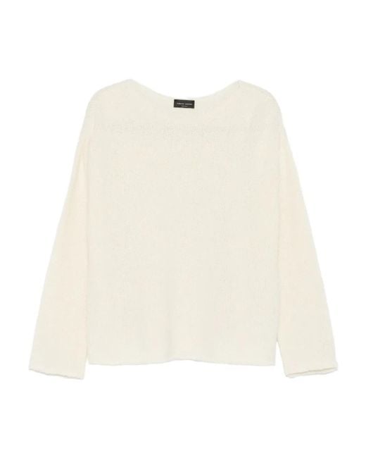 Jersey con cuello barco Roberto Collina de color Natural