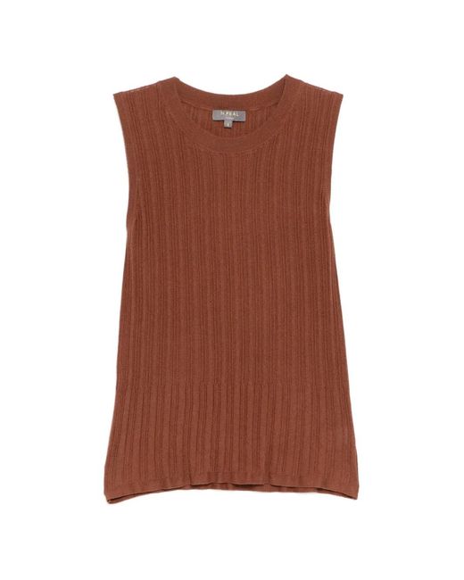 N.Peal Cashmere Brown Ribbed Tank Top
